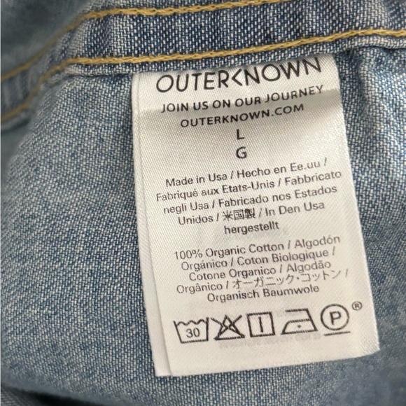 Outerknown blue Wyatt Western Denim button up blouse Shirt size large - Picture 9 of 11